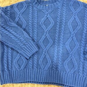 Princess Polly Blue Cable Knit Crewneck Sweater